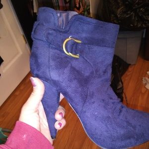 Navy blue ankle boots